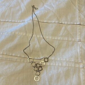 Handmade circle and square silver necklace